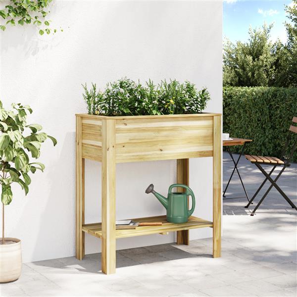 Grote foto vidaxl plantenstandaard met plank bruin 85 x 46 x 94 cm tuin en terras overige tuin en terras