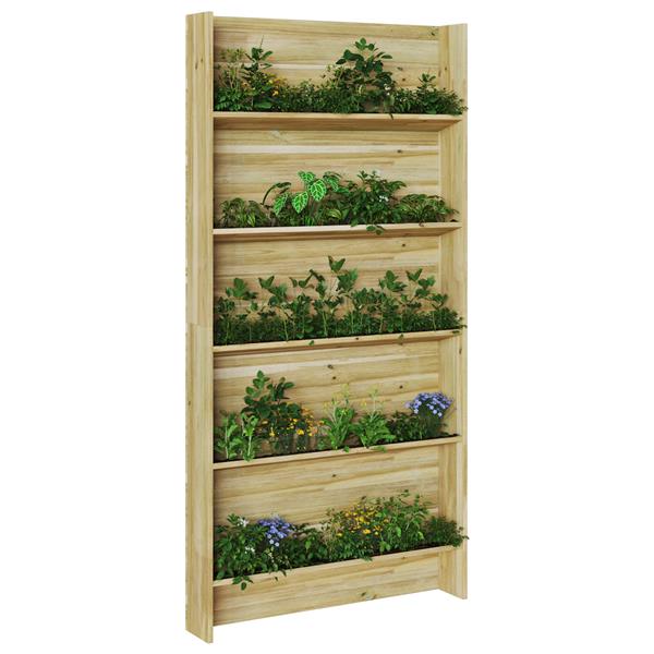 Grote foto vidaxl plantenstandaard met plank bruin 90 x 15 x 180 cm tuin en terras overige tuin en terras