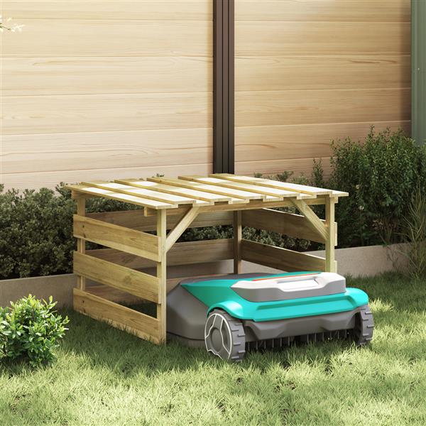 Grote foto vidaxl robotmaaiergarage bruin 84 x 80 x 56 cm tuin en terras tuinhuisjes en blokhutten