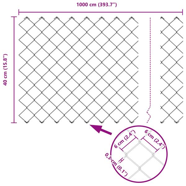 Grote foto vidaxl kettenschakelhek groen 10 x 0.4 m staal tuin en terras hekken en schuttingen