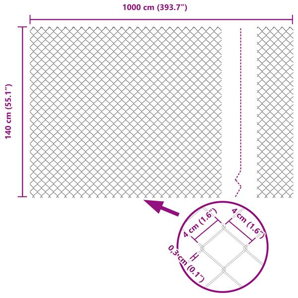 Grote foto vidaxl kettenschakelhek groen 10 x 1.4 m staal tuin en terras hekken en schuttingen