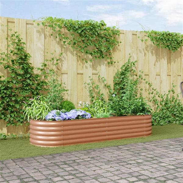 Grote foto vidaxl verhoogde plantenbak bruin 240 x 80 x 44 cm staal tuin en terras overige tuin en terras