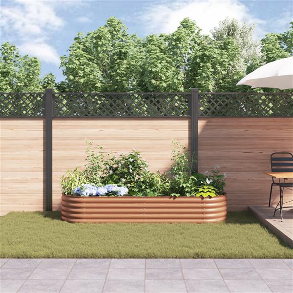 Grote foto vidaxl verhoogde plantenbak bruin 240 x 80 x 44 cm staal tuin en terras overige tuin en terras