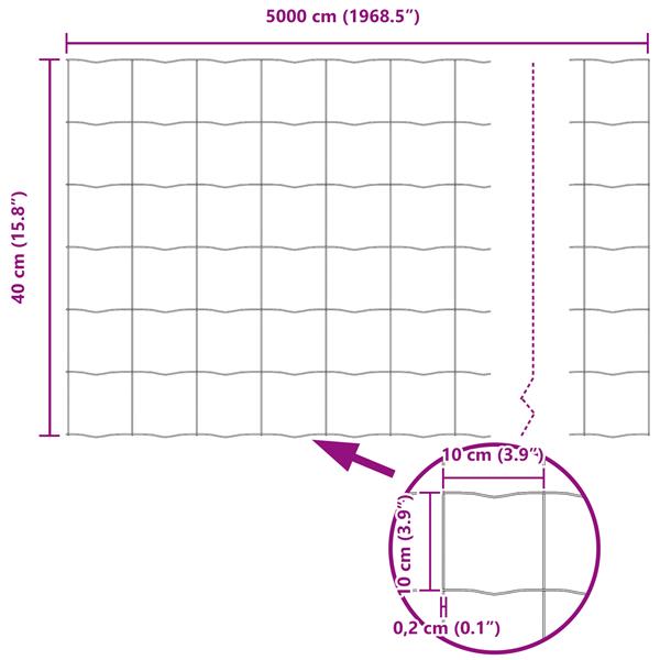 Grote foto vidaxl euro hek zilver 0.4 x 50 m warmverzinkt ijzer tuin en terras hekken en schuttingen