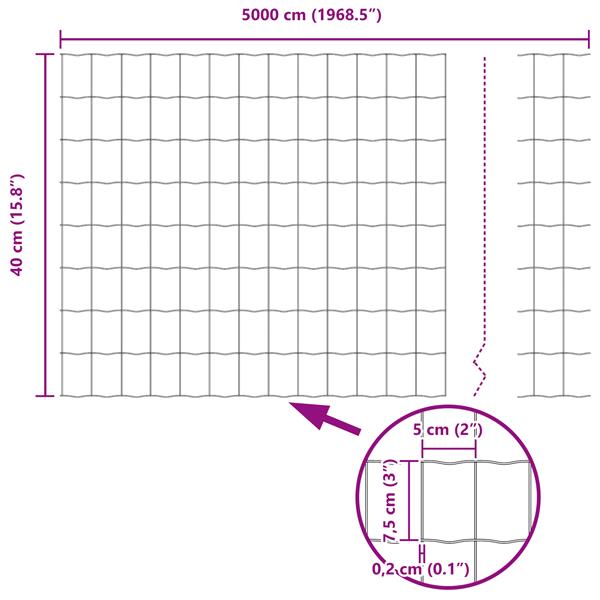 Grote foto vidaxl euro hek zilver 0.4 x 50 m warmverzinkt ijzer tuin en terras hekken en schuttingen