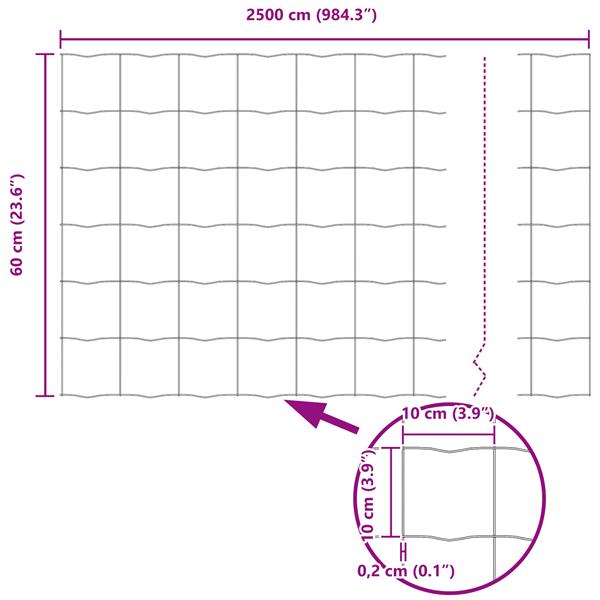 Grote foto vidaxl euro hek zilver 0.6 x 25 m warmverzinkt ijzer tuin en terras hekken en schuttingen