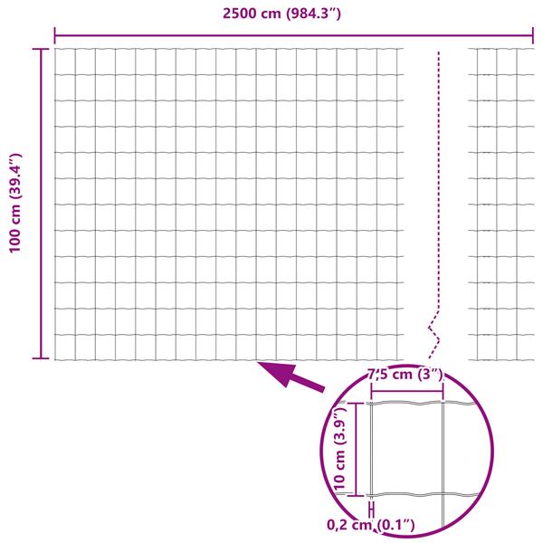 Grote foto vidaxl euro hek zilver 1 x 25 m warmverzinkt ijzer tuin en terras hekken en schuttingen