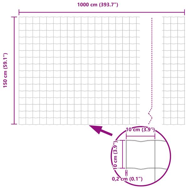 Grote foto vidaxl euro hek zilver 1.5 x 10 m warmverzinkt ijzer tuin en terras hekken en schuttingen