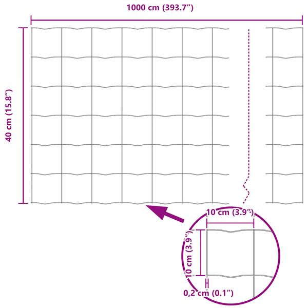 Grote foto vidaxl euro hek zilver 0.4 x 10 m warmverzinkt ijzer tuin en terras hekken en schuttingen