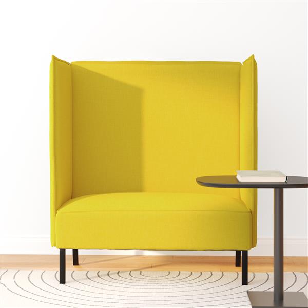 Grote foto vidaxl hoge rug bank lichtgeel 109 x 56 x 121 cm stof huis en inrichting bankstellen