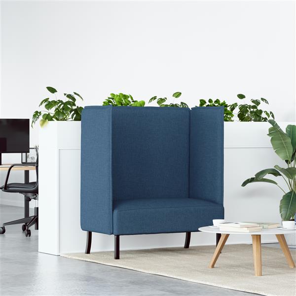 Grote foto vidaxl hoge rug bank blauw 109 x 56 x 121 cm stof huis en inrichting bankstellen