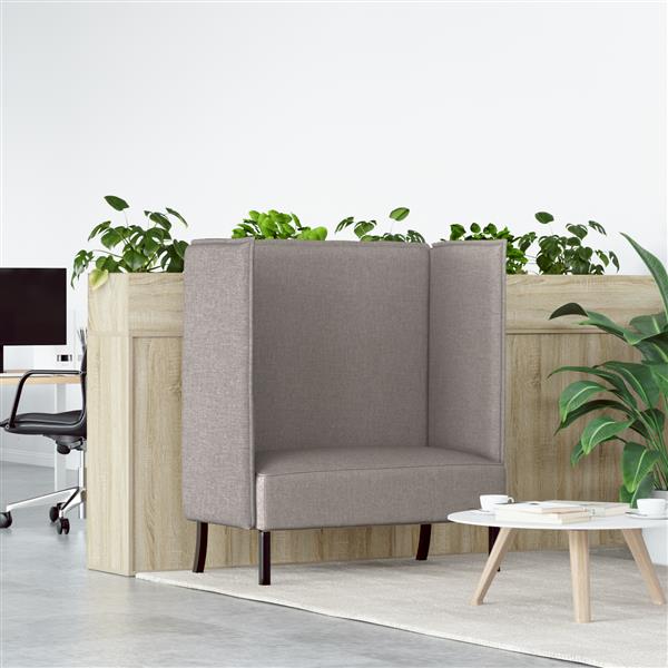 Grote foto vidaxl hoge rug bank taupe 109 x 56 x 121 cm stof huis en inrichting bankstellen