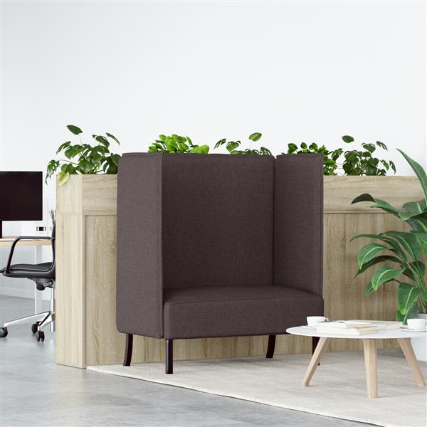 Grote foto vidaxl hoge rug bank donkerbruin 109 x 56 x 121 cm stof huis en inrichting bankstellen