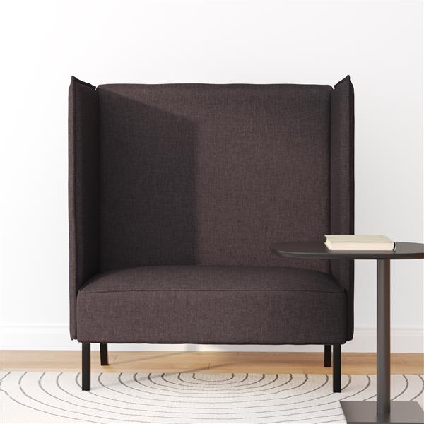 Grote foto vidaxl hoge rug bank donkerbruin 109 x 56 x 121 cm stof huis en inrichting bankstellen