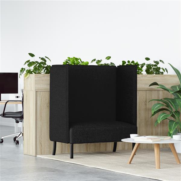 Grote foto vidaxl hoge rug bank zwart 109 x 56 x 121 cm stof huis en inrichting bankstellen