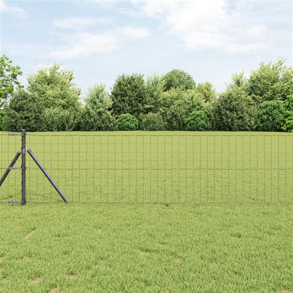 Grote foto vidaxl euro hek grijs 0.6 x 25 m pvc gecoat ijzer tuin en terras hekken en schuttingen
