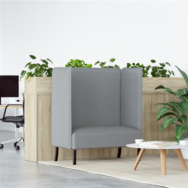 Grote foto vidaxl hoge rug bank lichtgrijs 109 x 56 x 121 cm stof huis en inrichting bankstellen