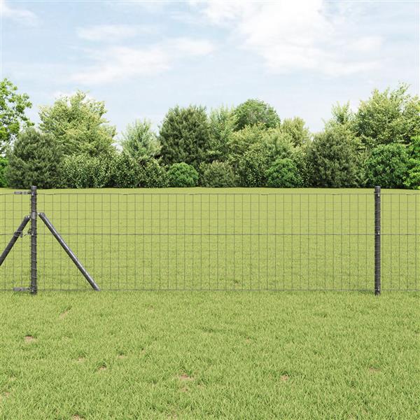 Grote foto vidaxl euro hek grijs 0.6 x 50 m pvc gecoat ijzer tuin en terras hekken en schuttingen