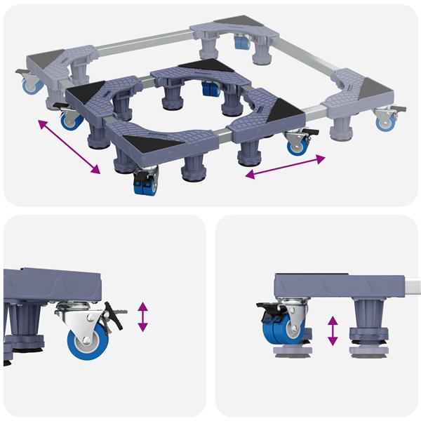 Grote foto vidaxl wasmachinesokkel grijs 66 x 66 x 12 cm metaal witgoed en apparatuur wasmachines