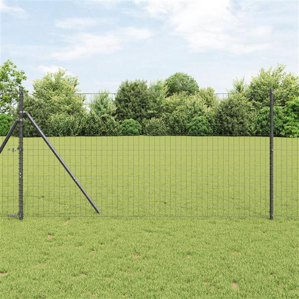 Grote foto vidaxl euro hek grijs 1 x 25 m pvc gecoat ijzer tuin en terras hekken en schuttingen