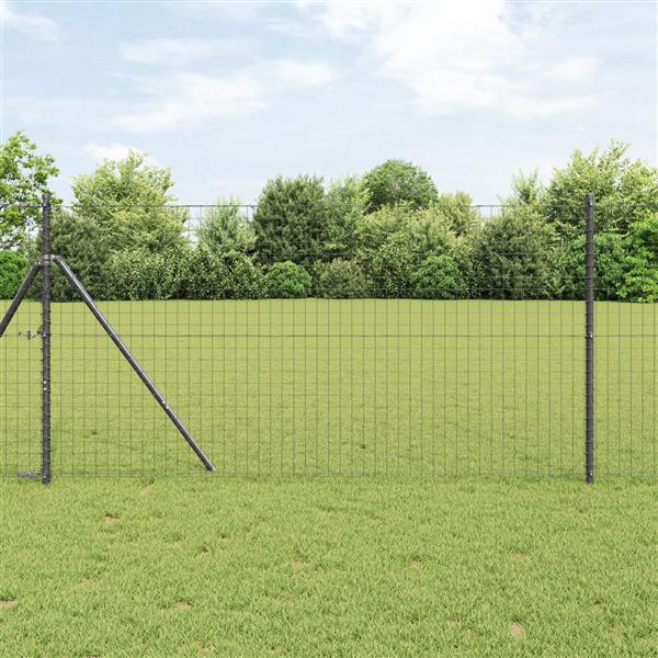 Grote foto vidaxl euro hek grijs 1.2 x 25 m pvc gecoat ijzer tuin en terras hekken en schuttingen