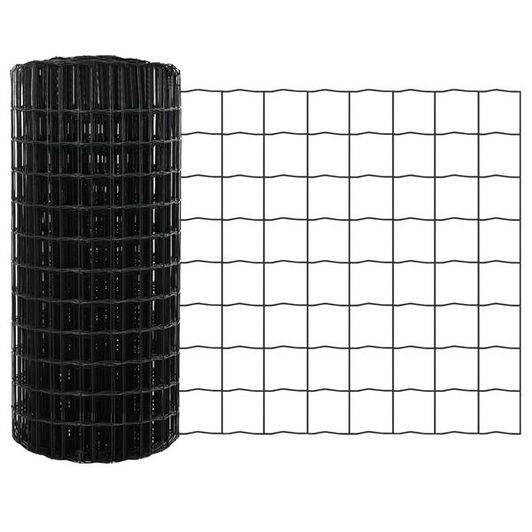Grote foto vidaxl euro hek grijs 0.8 x 25 m pvc gecoat ijzer tuin en terras hekken en schuttingen