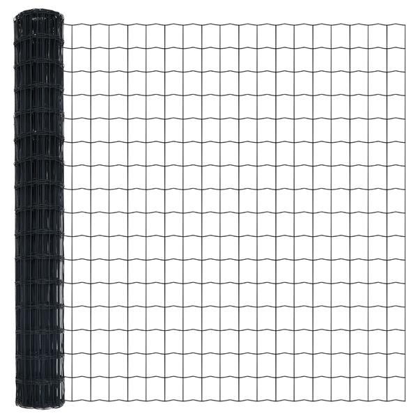 Grote foto vidaxl euro hek grijs 1.5 x 10 m pvc gecoat ijzer tuin en terras hekken en schuttingen