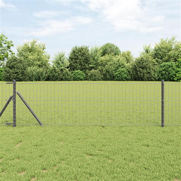 Grote foto vidaxl euro hek grijs 0.4 x 10 m pvc gecoat ijzer tuin en terras hekken en schuttingen