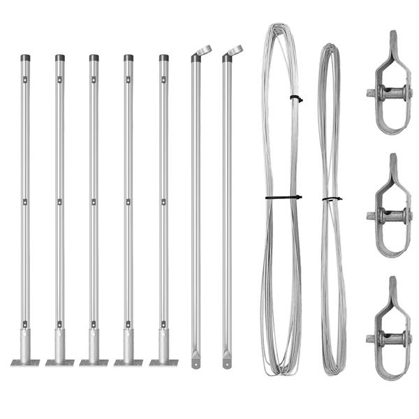 Grote foto vidaxl hekpalen 7 pcs zilver 32mm 90 cm gegalvaniseerd staal tuin en terras overige tuin en terras