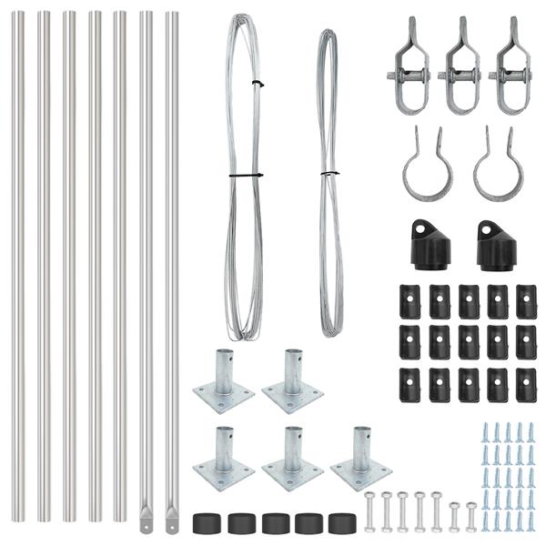 Grote foto vidaxl hekpalen 7 pcs zilver 32mm 90 cm gegalvaniseerd staal tuin en terras overige tuin en terras