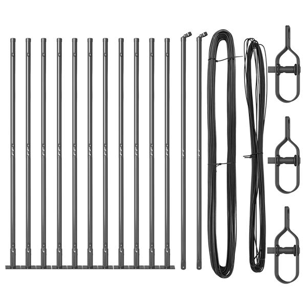 Grote foto vidaxl hekpalen 13 pcs grijs 32mm 150 cm gegalvaniseerd staal tuin en terras overige tuin en terras