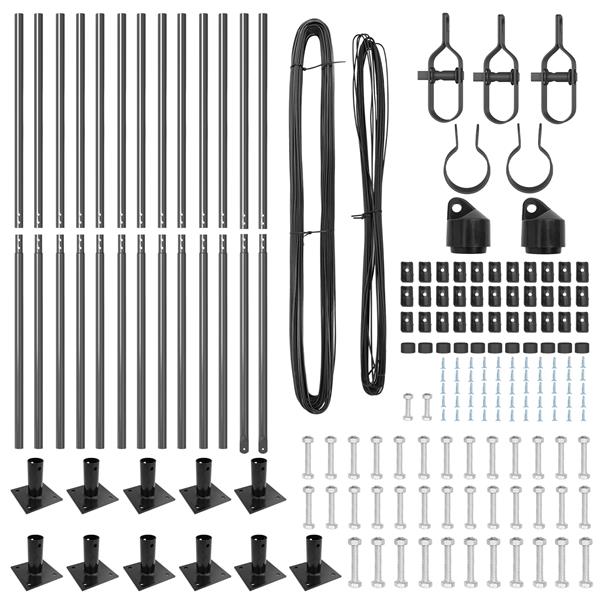 Grote foto vidaxl hekpalen 13 pcs grijs 32mm 150 cm gegalvaniseerd staal tuin en terras overige tuin en terras