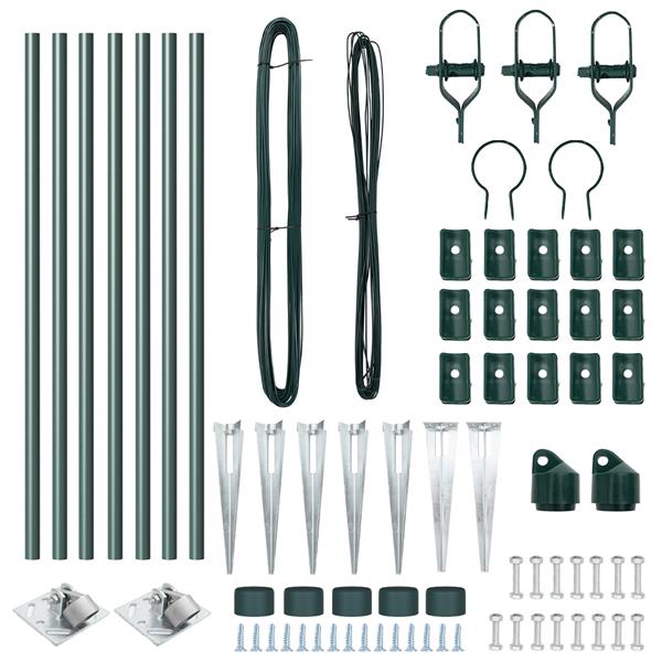 Grote foto vidaxl hekpalen 7 pcs groen 32mm 60 cm gegalvaniseerd staal tuin en terras overige tuin en terras