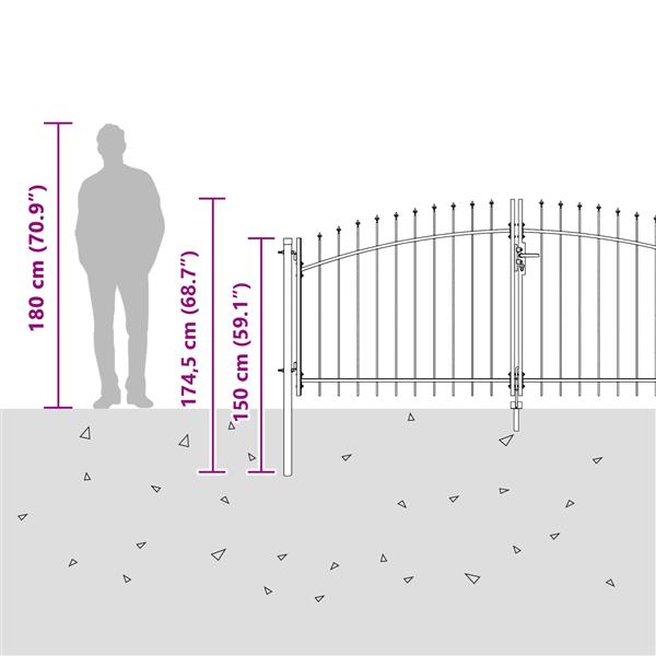 Grote foto vidaxl tuinpoort zwart 125 x 400 cm tuin en terras hekken en schuttingen