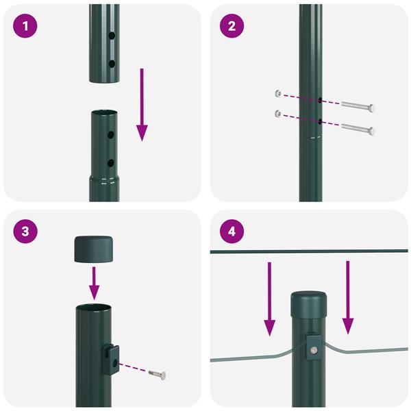Grote foto vidaxl hekpalen 13 pcs groen 32mm 210 cm gegalvaniseerd staal tuin en terras overige tuin en terras