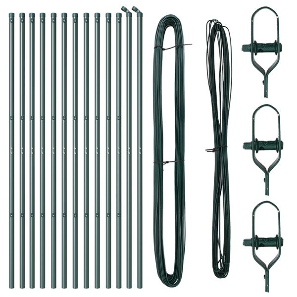 Grote foto vidaxl hekpalen 13 pcs groen 32mm 190 cm gegalvaniseerd staal tuin en terras overige tuin en terras
