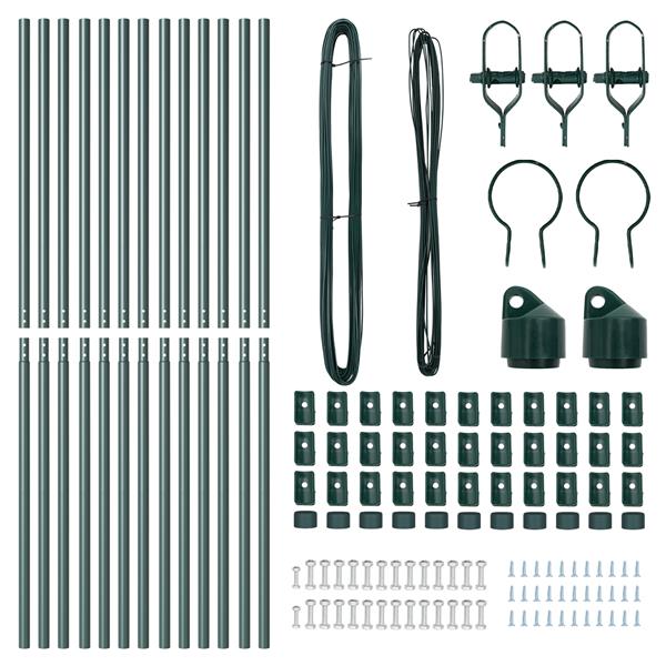 Grote foto vidaxl hekpalen 13 pcs groen 32mm 190 cm gegalvaniseerd staal tuin en terras overige tuin en terras