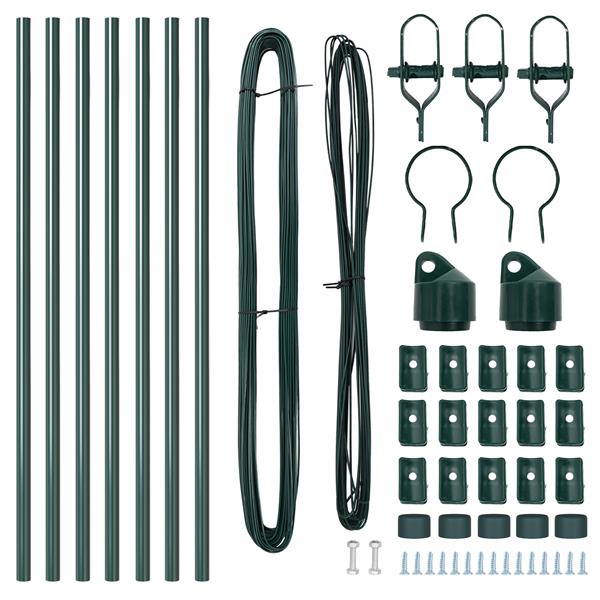 Grote foto vidaxl hekpalen 7 pcs groen 32mm 100 cm gegalvaniseerd staal tuin en terras overige tuin en terras