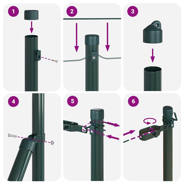 Grote foto vidaxl hekpalen 13 pcs groen 32mm 80 cm gegalvaniseerd staal tuin en terras overige tuin en terras
