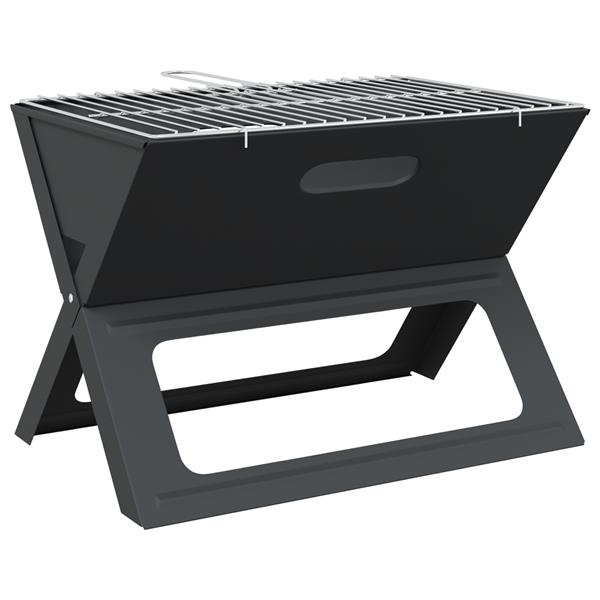 Grote foto vidaxl buiten grill zwart 46 x 30 x 31 cm staal tuin en terras buitenkeukens