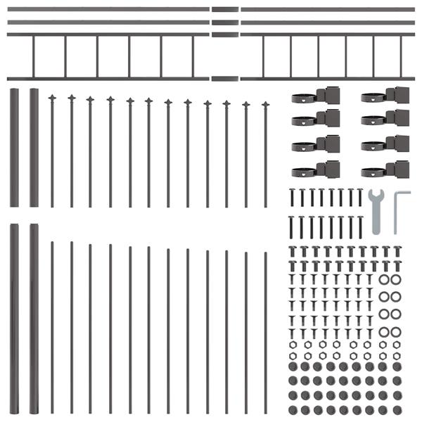 Grote foto vidaxl tuin hek grijs 170 x 200 cm gepoedercoat staal tuin en terras hekken en schuttingen