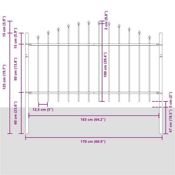 Grote foto vidaxl tuin hek grijs 170 x 100 cm tuin en terras hekken en schuttingen