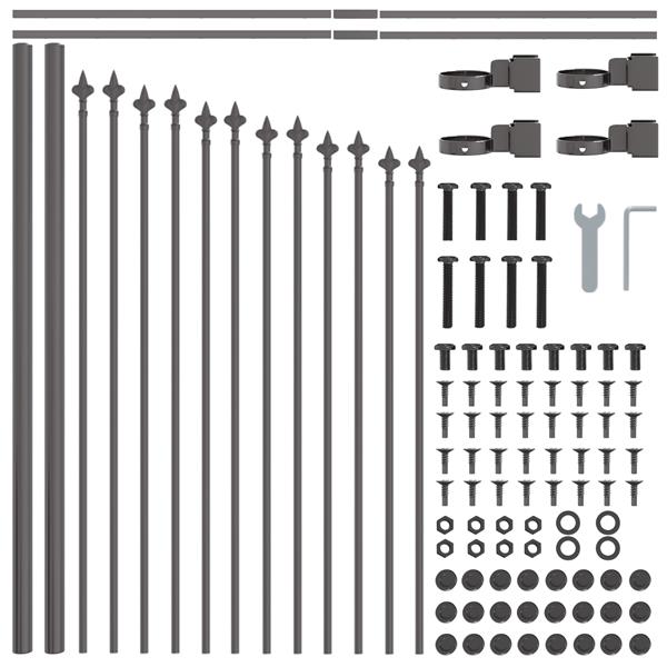 Grote foto vidaxl tuin hek grijs 170 x 75 cm gepoedercoat staal tuin en terras hekken en schuttingen