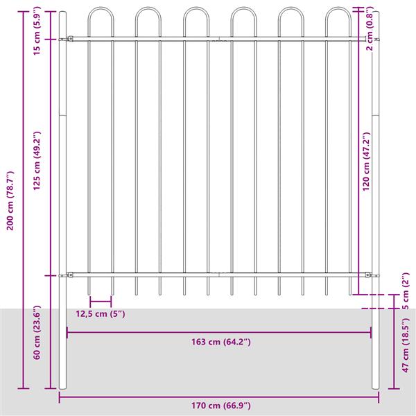 Grote foto vidaxl tuin hek wit 1.7 x 1.5 m poedergecoat staal tuin en terras hekken en schuttingen
