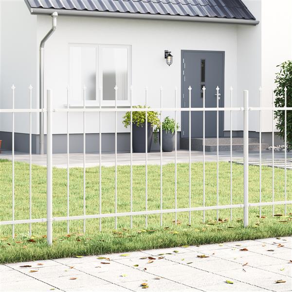 Grote foto vidaxl tuin hek wit 1.7 x 1.2 m poedergecoat staal tuin en terras hekken en schuttingen