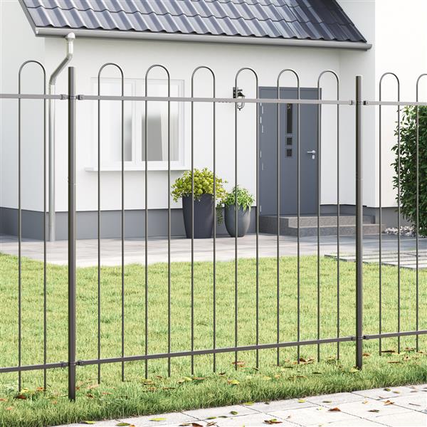 Grote foto vidaxl tuin hek grijs 1.7 x 1.5 m poedergecoat staal tuin en terras hekken en schuttingen