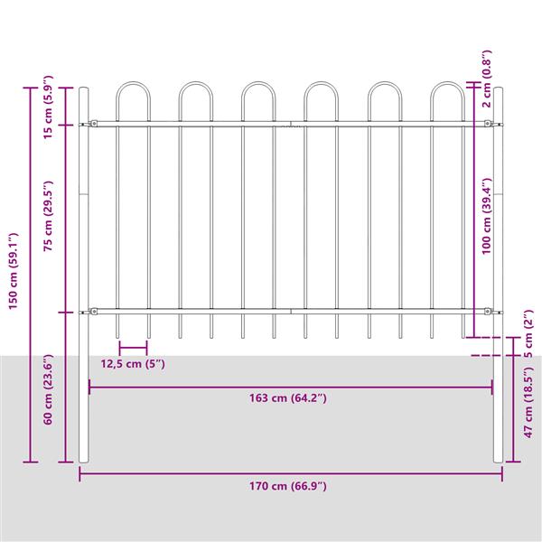Grote foto vidaxl tuin hek grijs 1.7 x 1 m poedergecoat staal tuin en terras hekken en schuttingen
