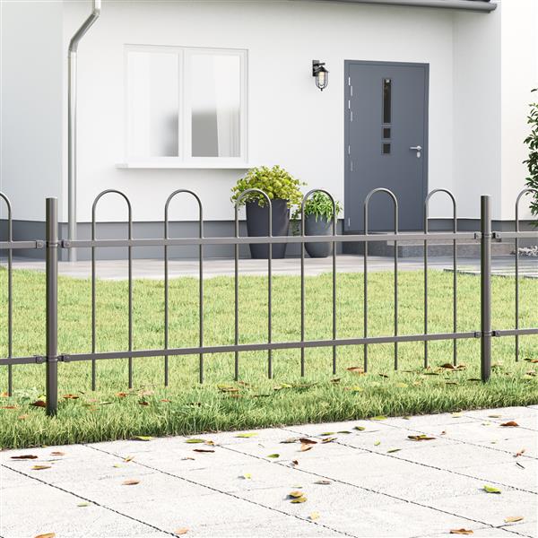 Grote foto vidaxl tuin hek grijs 1.7 x 0.6 m poedergecoat staal tuin en terras hekken en schuttingen
