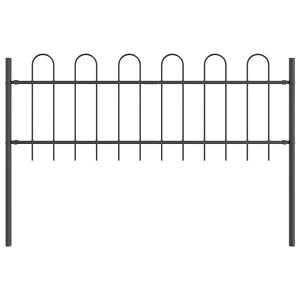 Grote foto vidaxl tuin hek grijs 1.7 x 0.6 m poedergecoat staal tuin en terras hekken en schuttingen