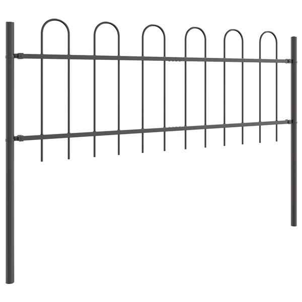 Grote foto vidaxl tuin hek grijs 1.7 x 0.6 m poedergecoat staal tuin en terras hekken en schuttingen